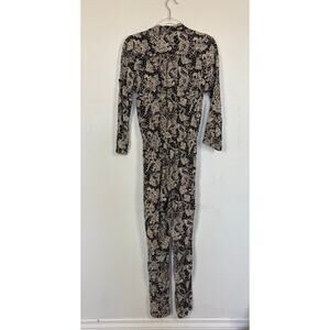 Novella Royale Printed Quarter Sleeve Pocket Front Jumpsuit XS